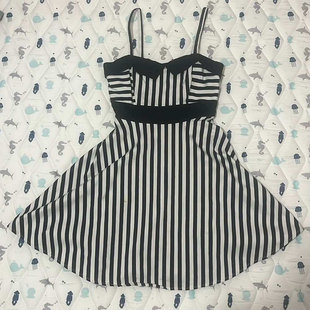 Black & white striped mini dress